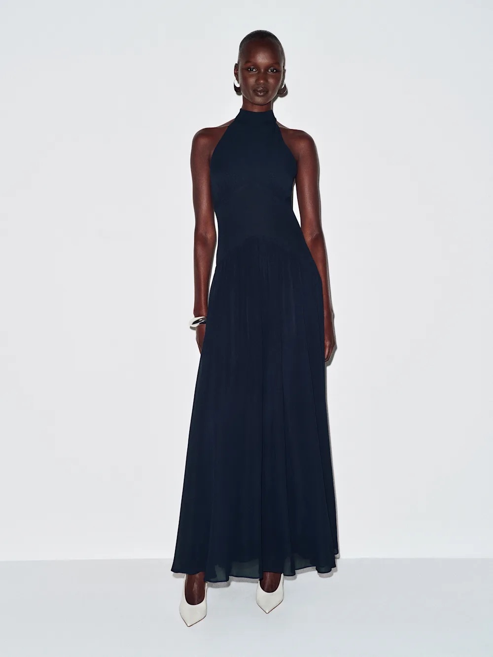 NWT Reformation Fabienne Long High Neck Sleeveless Formal Navy Dress US 4 UK 8